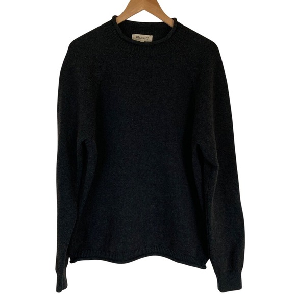 Madewell Mens Rolled Mock Neck Sweater Size Large Heathered Midnight Spruce - Picture 1 of 12